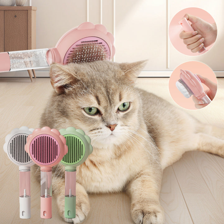 2 In 1 Self Cleaning Pet Comb With Spray